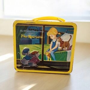 THE RESCUERS metal Disney LUNCH BOX & THERMOS vintage 1977